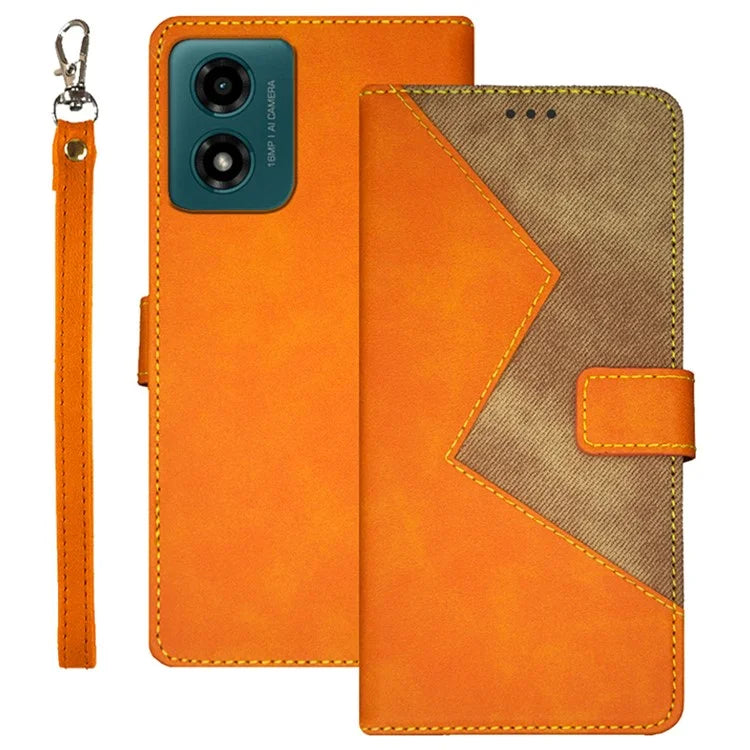 IDEWEI For Motorola Moto E14 4G / G04 4G / G04s 4G / G24 4G Case Splicing Color Flip Leather Phone Cover
