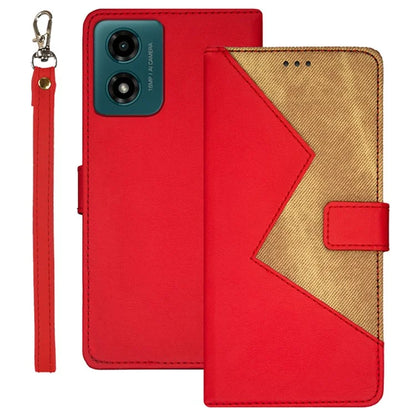 IDEWEI For Motorola Moto E14 4G / G04 4G / G04s 4G / G24 4G Case Splicing Color Flip Leather Phone Cover