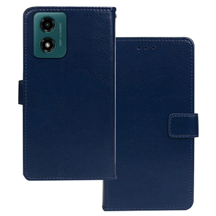 IDEWEI for Motorola Moto E14 4G / G04 4G / G04s 4G / G24 4G Case Leather Phone Cover Crazy Horse Texture