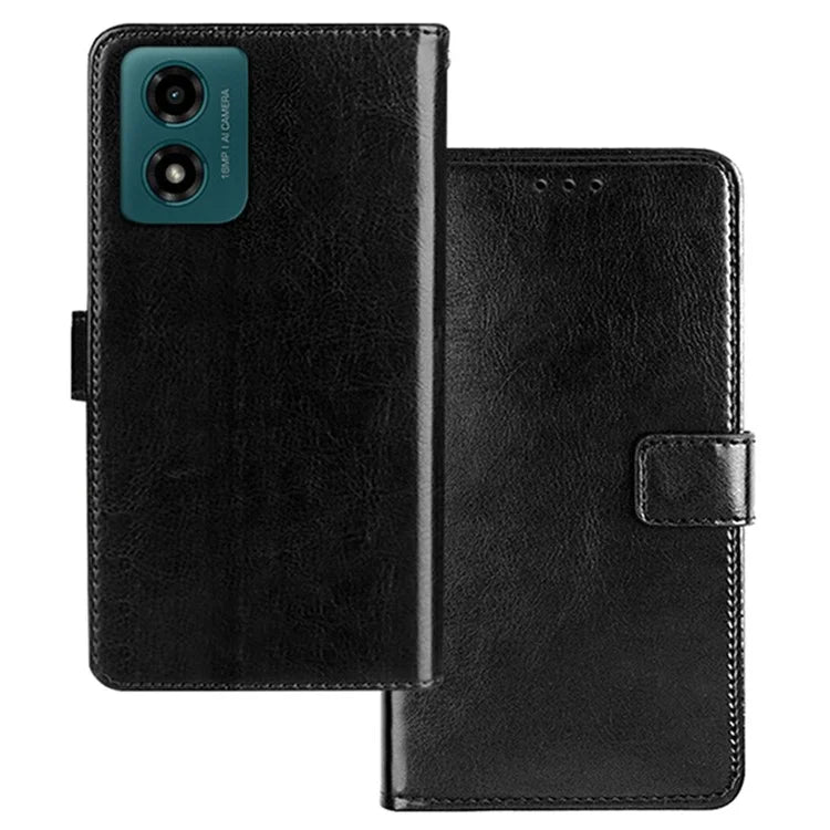 IDEWEI for Motorola Moto E14 4G / G04 4G / G04s 4G / G24 4G Case Leather Phone Cover Crazy Horse Texture