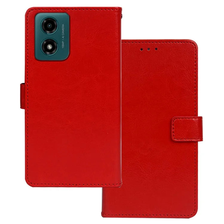 IDEWEI for Motorola Moto E14 4G / G04 4G / G04s 4G / G24 4G Case Leather Phone Cover Crazy Horse Texture