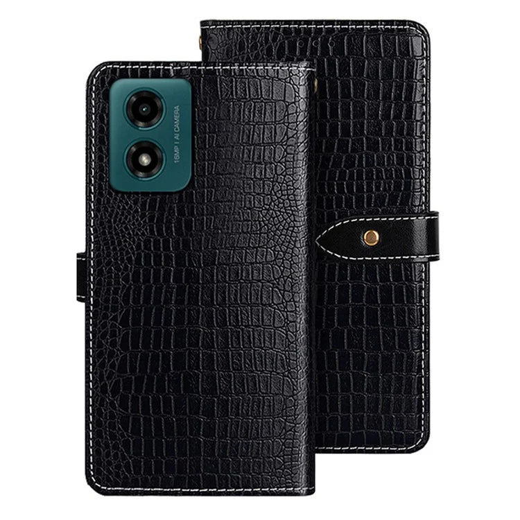 IDEWEI For Motorola Moto E14 4G / G04 4G / G04s 4G / G24 4G Case Crocodile Texture Wallet Leather Phone Cover