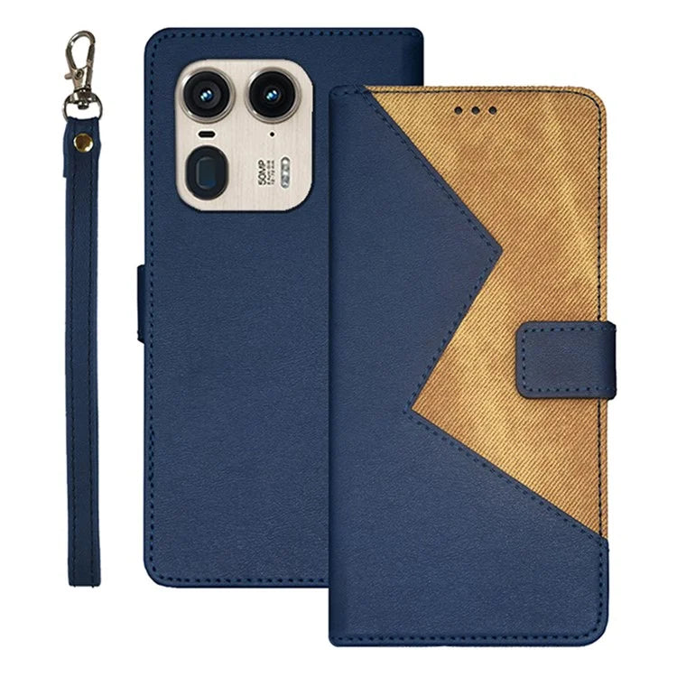 IDEWEI For Motorola Edge 50 Ultra 5G / Moto X50 Ultra 5G Case PU Leather Card Holder Splicing Color Phone Cover