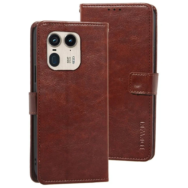 IDEWEI For Motorola Edge 50 Ultra 5G / Moto X50 Ultra 5G Leather Case Phone Wallet Cover Crazy Horse Texture