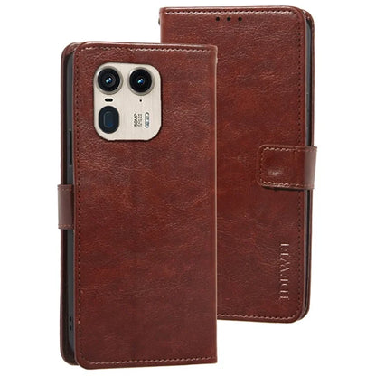 IDEWEI For Motorola Edge 50 Ultra 5G / Moto X50 Ultra 5G Leather Case Phone Wallet Cover Crazy Horse Texture