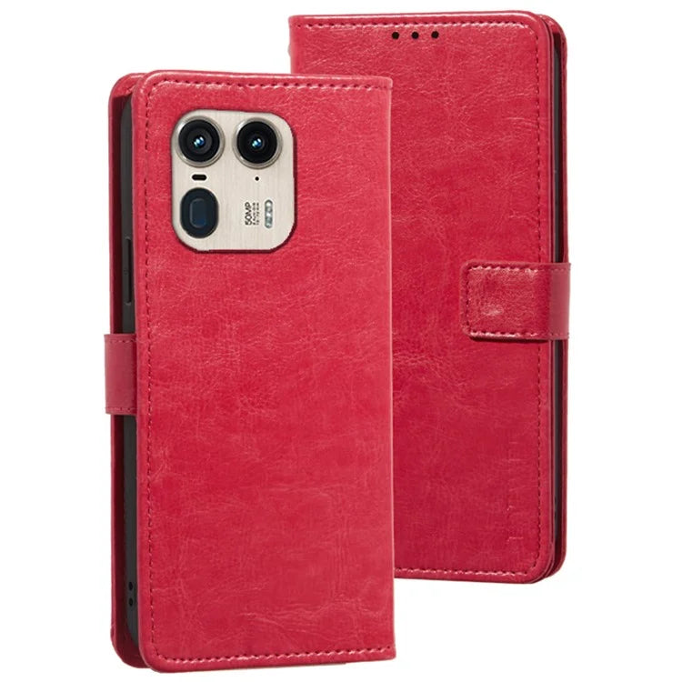 IDEWEI For Motorola Edge 50 Ultra 5G / Moto X50 Ultra 5G Leather Case Phone Wallet Cover Crazy Horse Texture