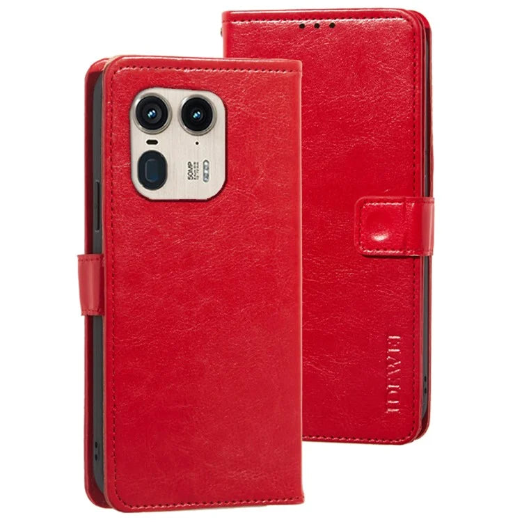 IDEWEI For Motorola Edge 50 Ultra 5G / Moto X50 Ultra 5G Leather Case Phone Wallet Cover Crazy Horse Texture