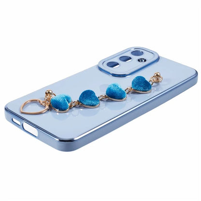For Samsung Galaxy A13 5G Electroplating Case Phone TPU Cover with Plush Heart Chain Strap