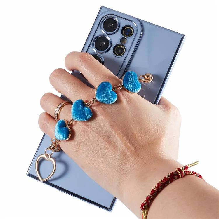 For Samsung Galaxy S22 Ultra 5G Case Heart Pattern Electroplating TPU Cover with Hand Strap