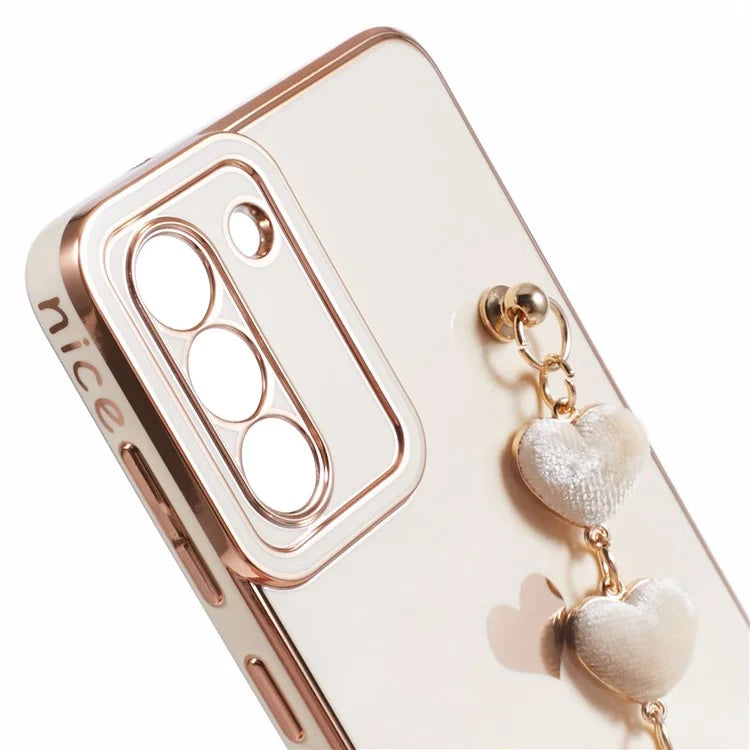 For Samsung Galaxy S21+ 5G Case Anti-Drop Soft TPU Phone Cover with Heart Chain Strap