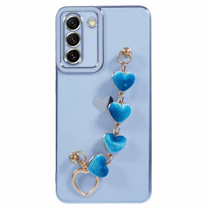For Samsung Galaxy S21+ 5G Case Anti-Drop Soft TPU Phone Cover with Heart Chain Strap