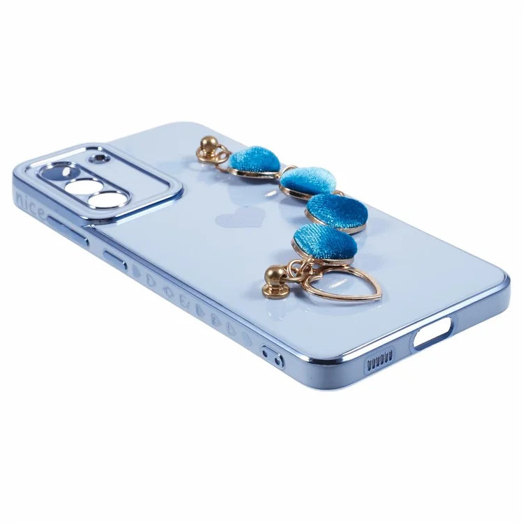 For Samsung Galaxy S21+ 5G Case Anti-Drop Soft TPU Phone Cover with Heart Chain Strap