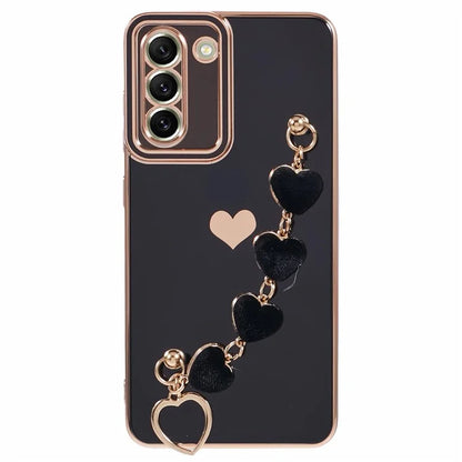 For Samsung Galaxy S21 4G / 5G Case TPU Love Hearts Aesthetic Cover with Strap Chain