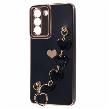 For Samsung Galaxy S21 4G / 5G Case TPU Love Hearts Aesthetic Cover with Strap Chain