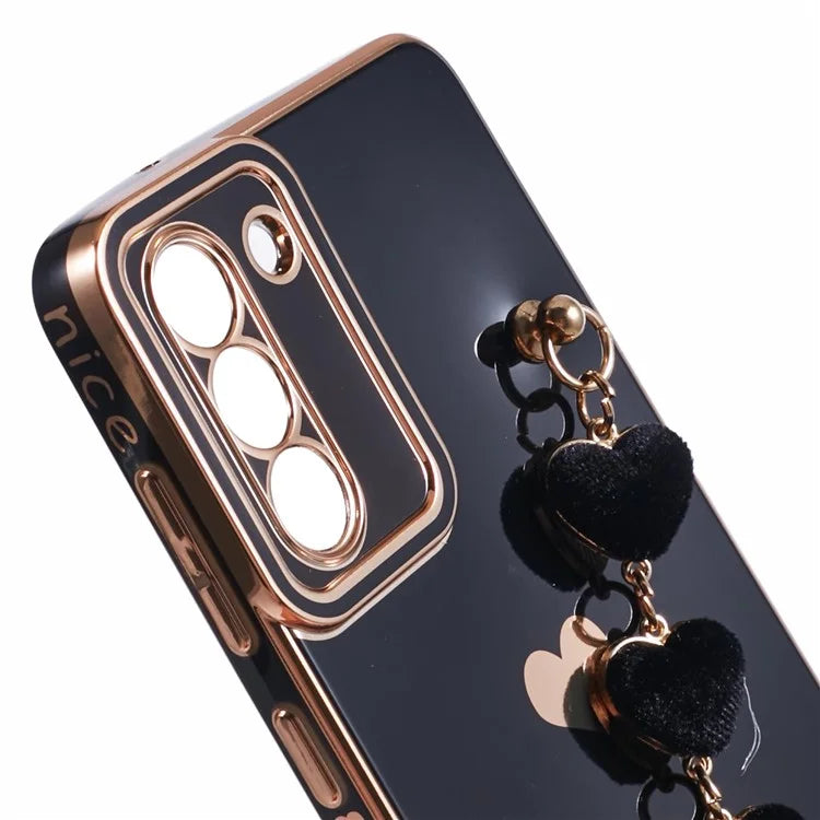 For Samsung Galaxy S21 4G / 5G Case TPU Love Hearts Aesthetic Cover with Strap Chain