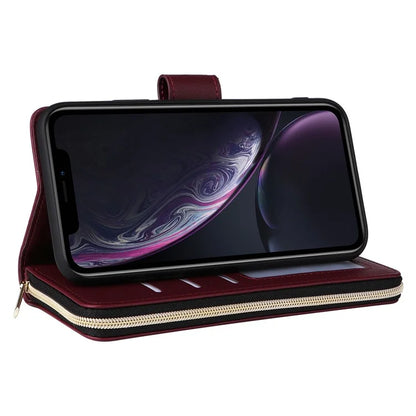 For iPhone XR Case Zipper Wallet Rhombus Leather Crossbody Phone Cover