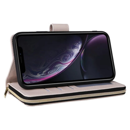 For iPhone XR Case Zipper Wallet Rhombus Leather Crossbody Phone Cover