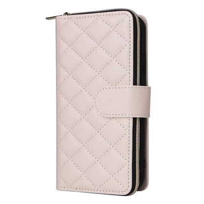 For iPhone XR Case Zipper Wallet Rhombus Leather Crossbody Phone Cover
