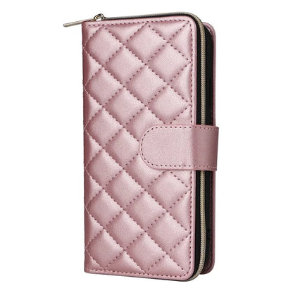 For iPhone XR Case Zipper Wallet Rhombus Leather Crossbody Phone Cover