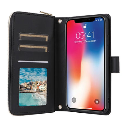 For iPhone X / XS Case Crossbody Leather Phone Cover Rhombus Grid Pattern