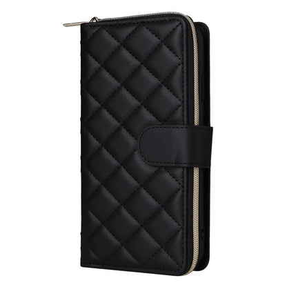 For iPhone X / XS Case Crossbody Leather Phone Cover Rhombus Grid Pattern