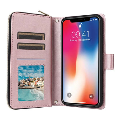 For iPhone X / XS Case Crossbody Leather Phone Cover Rhombus Grid Pattern