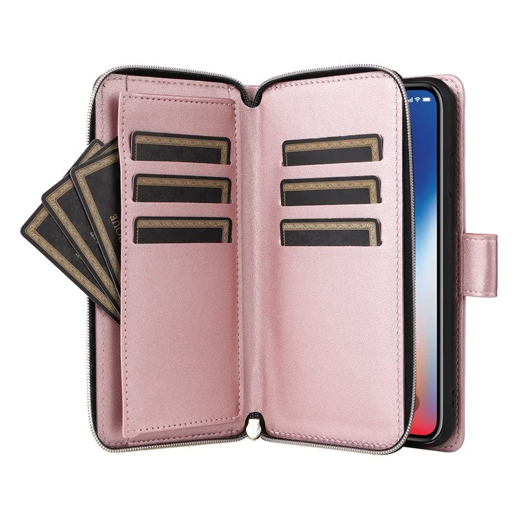 For iPhone X / XS Case Crossbody Leather Phone Cover Rhombus Grid Pattern