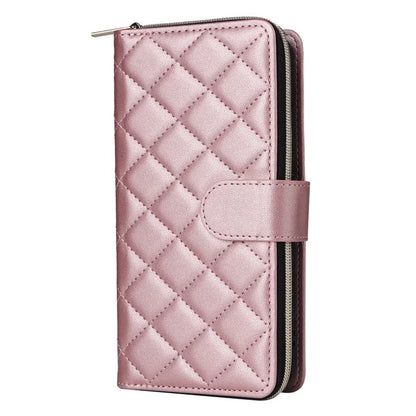 For iPhone X / XS Case Crossbody Leather Phone Cover Rhombus Grid Pattern