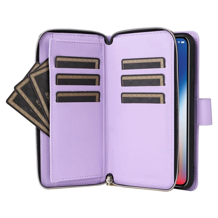 For iPhone X / XS Case Crossbody Leather Phone Cover Rhombus Grid Pattern