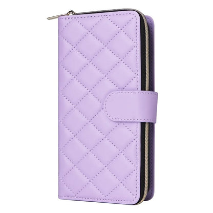 For iPhone X / XS Case Crossbody Leather Phone Cover Rhombus Grid Pattern
