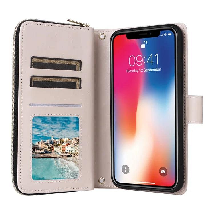 For iPhone X / XS Case Crossbody Leather Phone Cover Rhombus Grid Pattern
