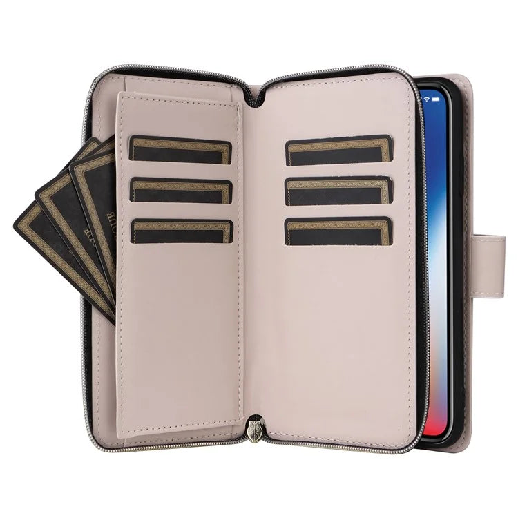 For iPhone X / XS Case Crossbody Leather Phone Cover Rhombus Grid Pattern