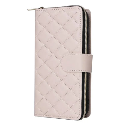 For iPhone X / XS Case Crossbody Leather Phone Cover Rhombus Grid Pattern