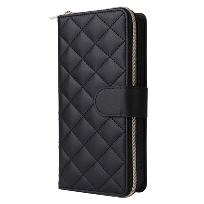 For iPhone 11 Pro Case Rhombus PU Leather Flip Phone Cover Zipper Wallet