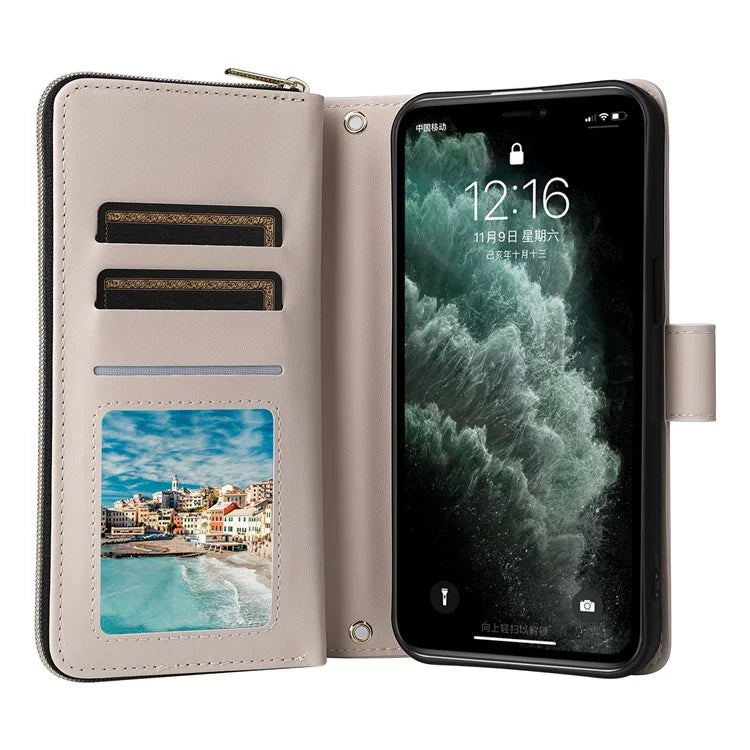 For iPhone 11 Pro Case Rhombus PU Leather Flip Phone Cover Zipper Wallet