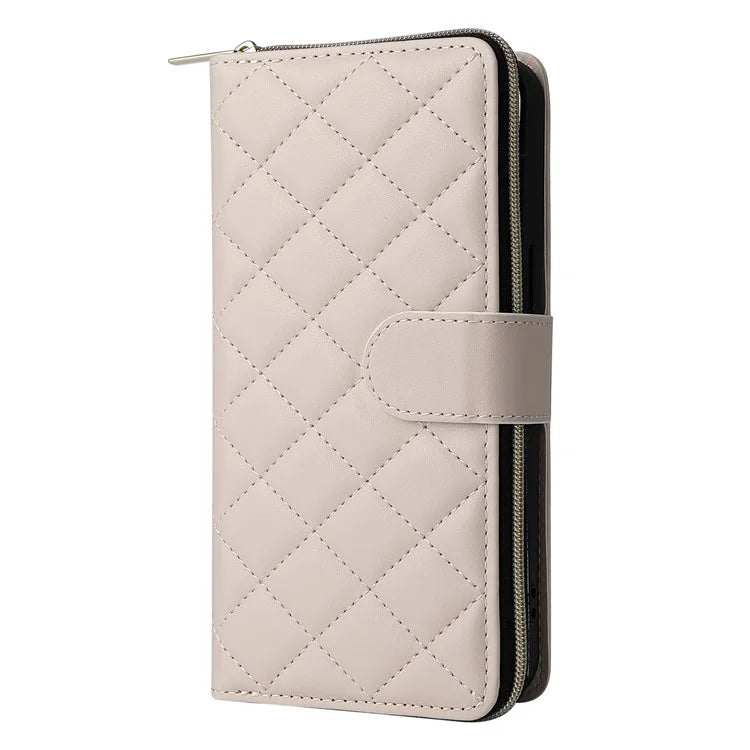For iPhone 11 Pro Case Rhombus PU Leather Flip Phone Cover Zipper Wallet