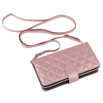 For iPhone 11 Pro Case Rhombus PU Leather Flip Phone Cover Zipper Wallet