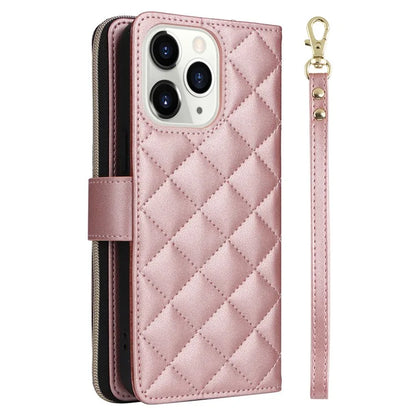 For iPhone 11 Pro Case Rhombus PU Leather Flip Phone Cover Zipper Wallet