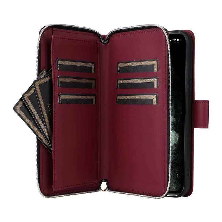 For iPhone 11 Pro Case Rhombus PU Leather Flip Phone Cover Zipper Wallet