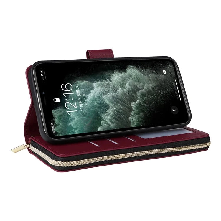 For iPhone 11 Pro Case Rhombus PU Leather Flip Phone Cover Zipper Wallet