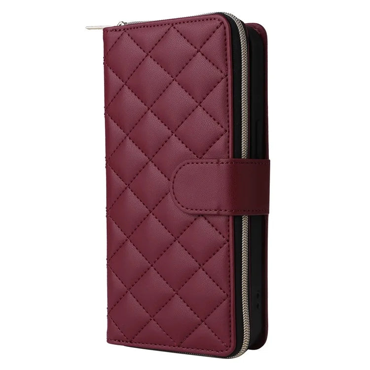 For iPhone 11 Pro Case Rhombus PU Leather Flip Phone Cover Zipper Wallet