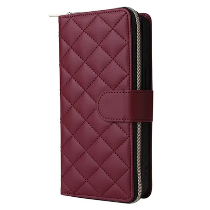 For iPhone 11 Pro Case Rhombus PU Leather Flip Phone Cover Zipper Wallet