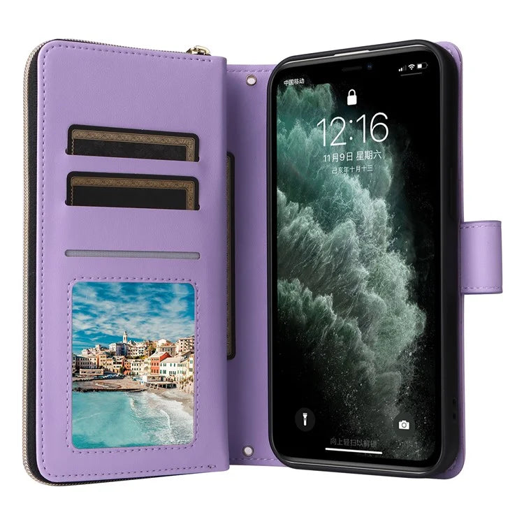 For iPhone 11 Pro Case Rhombus PU Leather Flip Phone Cover Zipper Wallet