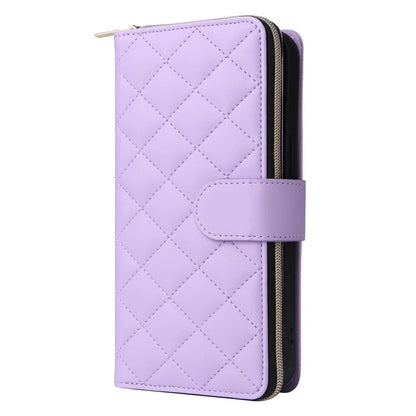 For iPhone 11 Pro Case Rhombus PU Leather Flip Phone Cover Zipper Wallet
