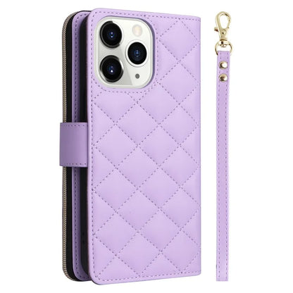 For iPhone 11 Pro Case Rhombus PU Leather Flip Phone Cover Zipper Wallet