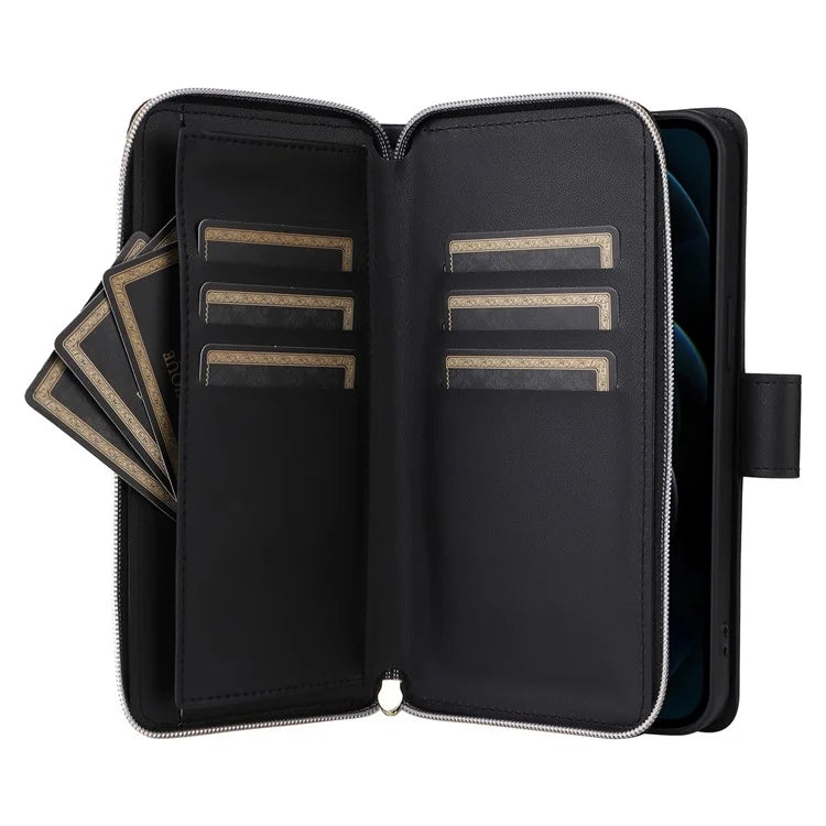 For iPhone 12 Pro Max Wallet Case Rhombus Grid Leather Phone Cover with Short / Long Straps