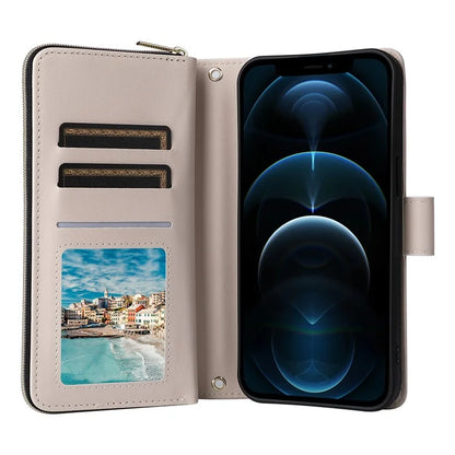 For iPhone 12 Pro Max Wallet Case Rhombus Grid Leather Phone Cover with Short / Long Straps