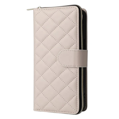 For iPhone 12 Pro Max Wallet Case Rhombus Grid Leather Phone Cover with Short / Long Straps