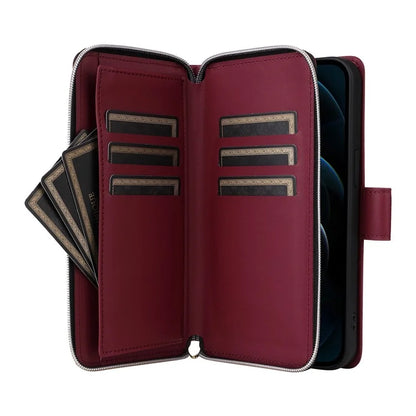 For iPhone 12 Pro Max Wallet Case Rhombus Grid Leather Phone Cover with Short / Long Straps