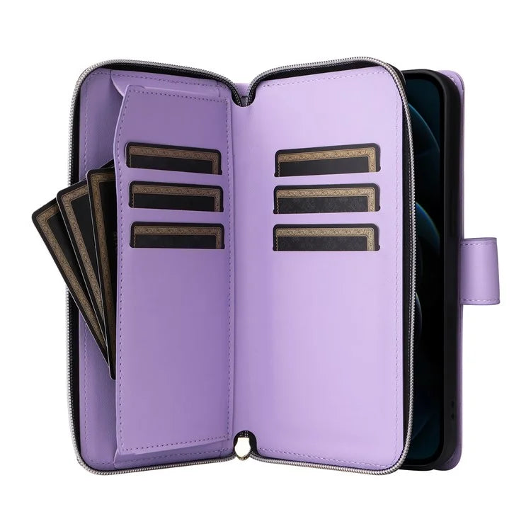For iPhone 12 Pro Max Wallet Case Rhombus Grid Leather Phone Cover with Short / Long Straps